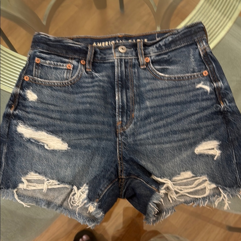 American Eagle Outfitters Women's Distressed Denim Shorts - Blue size 4
